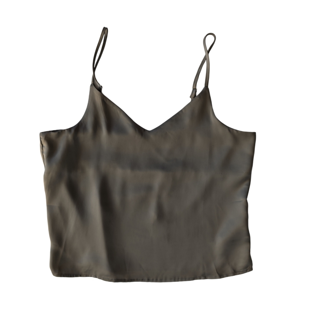 NWT JJXX Womens size Large Satin Green Muted Spaghetti Strap Tank Top